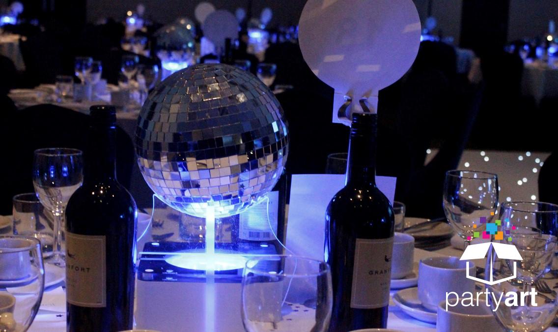 80s themed party disco ball hire